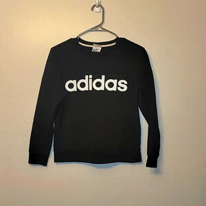 Adidas boys 10/12 medium black crewneck pullover sweater sweatshirt long sleeve